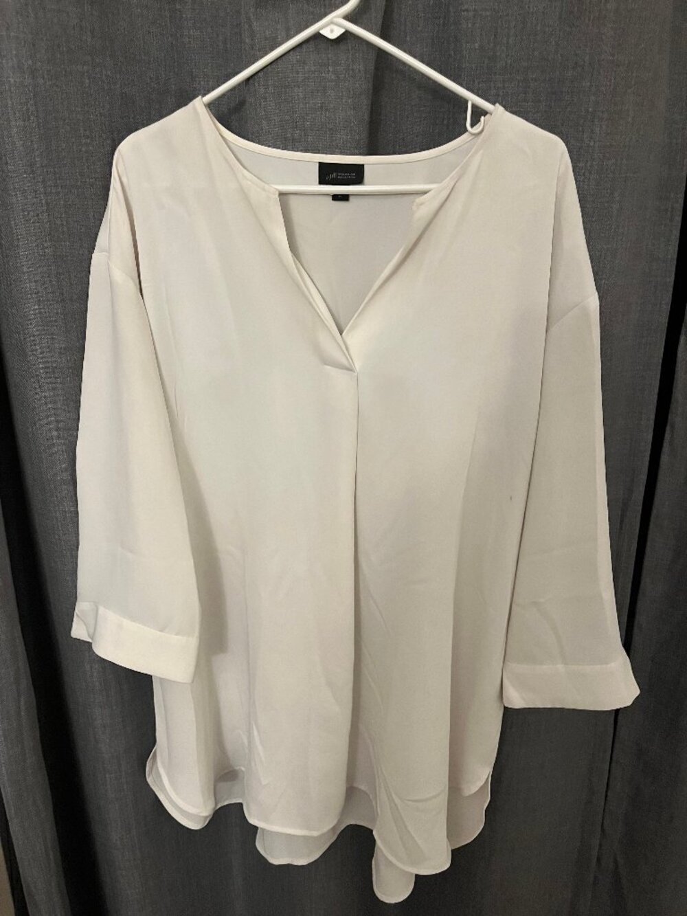 J.Jill Wearever Collection Ivory Split Neck Tunic Blouse Size XL 3/4 Sleeve